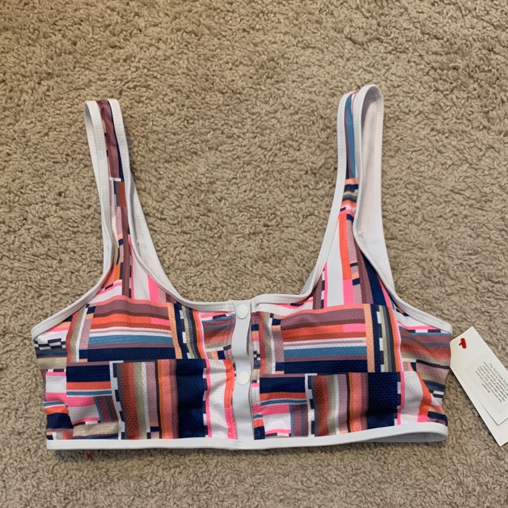 Red Dress Retro Snap Front Bikini Top
